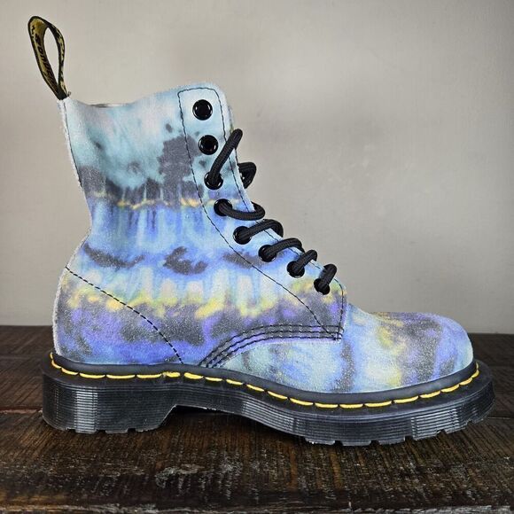 NEW Dr. Doc Martens 1460 Pascal Womens Size 6 Lace Up Boots Blue Tie Dye Suede - Picture 8 of 11